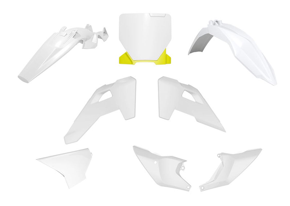 RACETECH (RTECH) KOMPLET PLASTIKÓW HUSQVARNA TC 85 '25 KOLOR OEM BIAŁY / ŻÓŁTY
