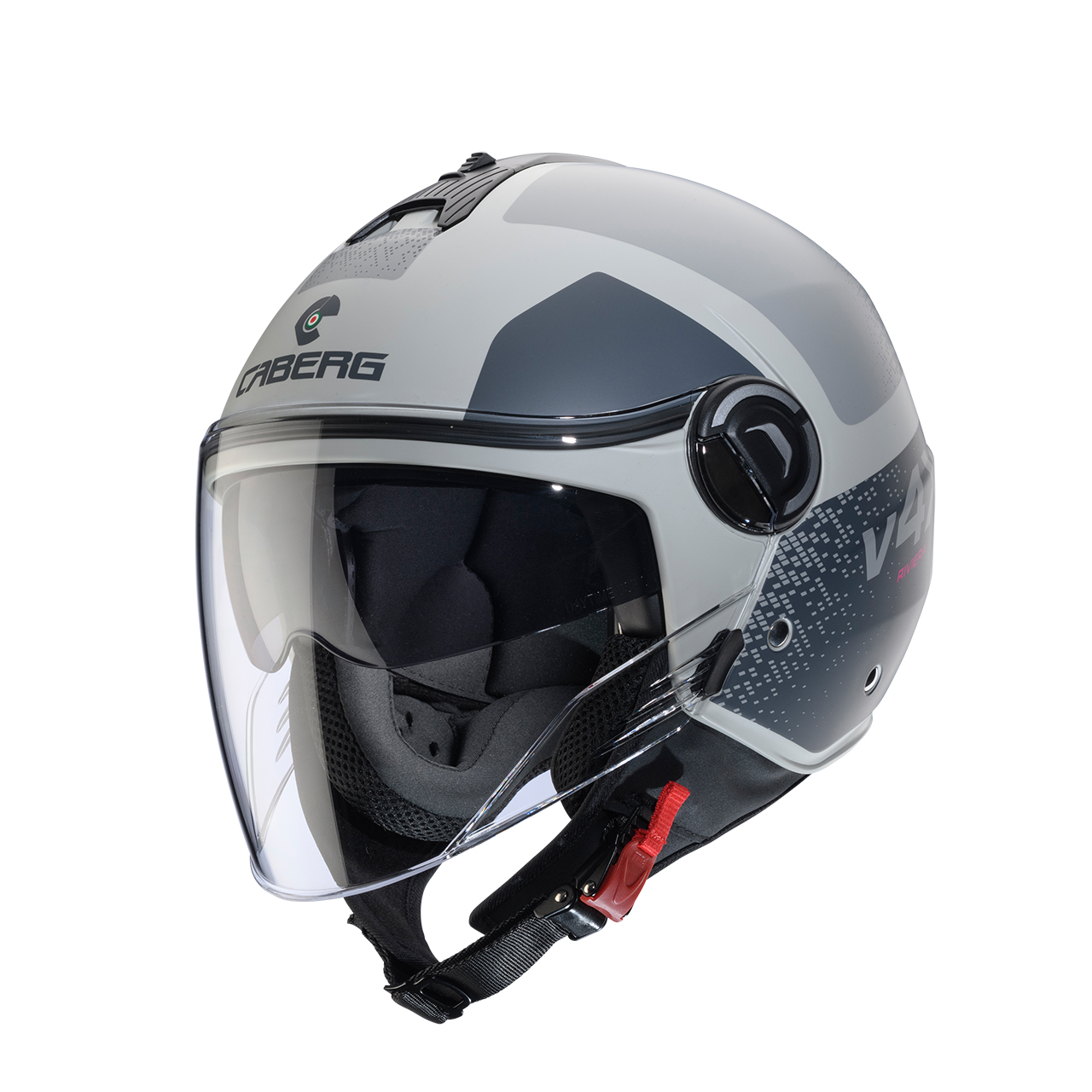 CABERG KASK OTWARTY JET Z BLENDĄ MODEL RIVIERA V4X ALPHA KOLOR PIASKOWY/SZARY MAT