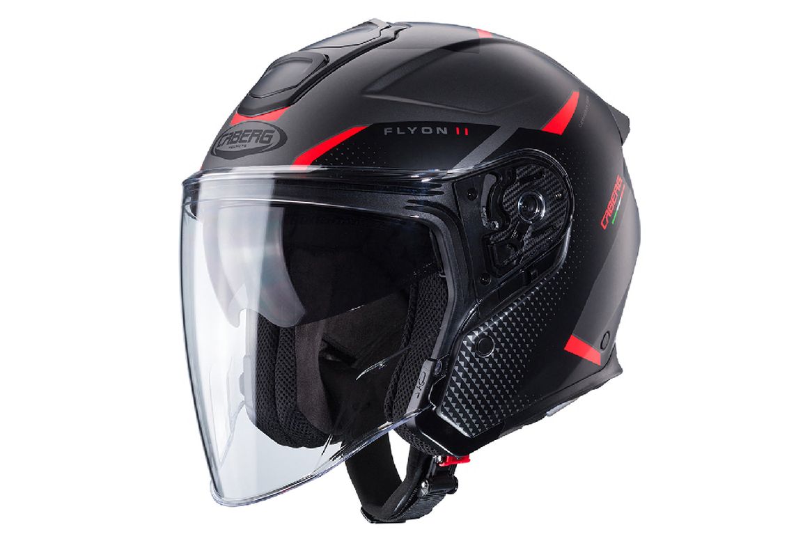 CABERG PROMOCJA KASK OTWARTY JET OTWARTY FLYON II BOSS KOLOR CZARNY/SZARY/CZERWONY MAT