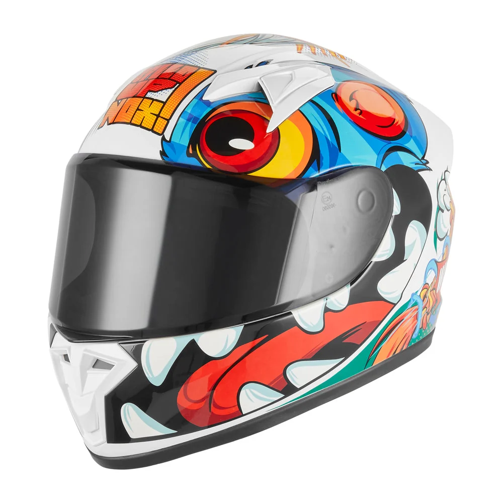 NOX KASK INTEGRALNY (FULL FACE) N731 SCRAPPY KID / JUNIOR (DZIECIĘCY) KOLOR BIAŁY/CZARNY/NIEBIESKI