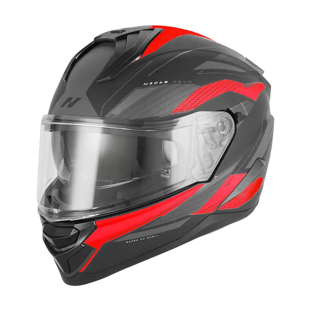 NOX KASK INTEGRALNY (FULL FACE) Z BLENDĄ N304S REVO KOLOR CZERWONY MAT/CZARNY