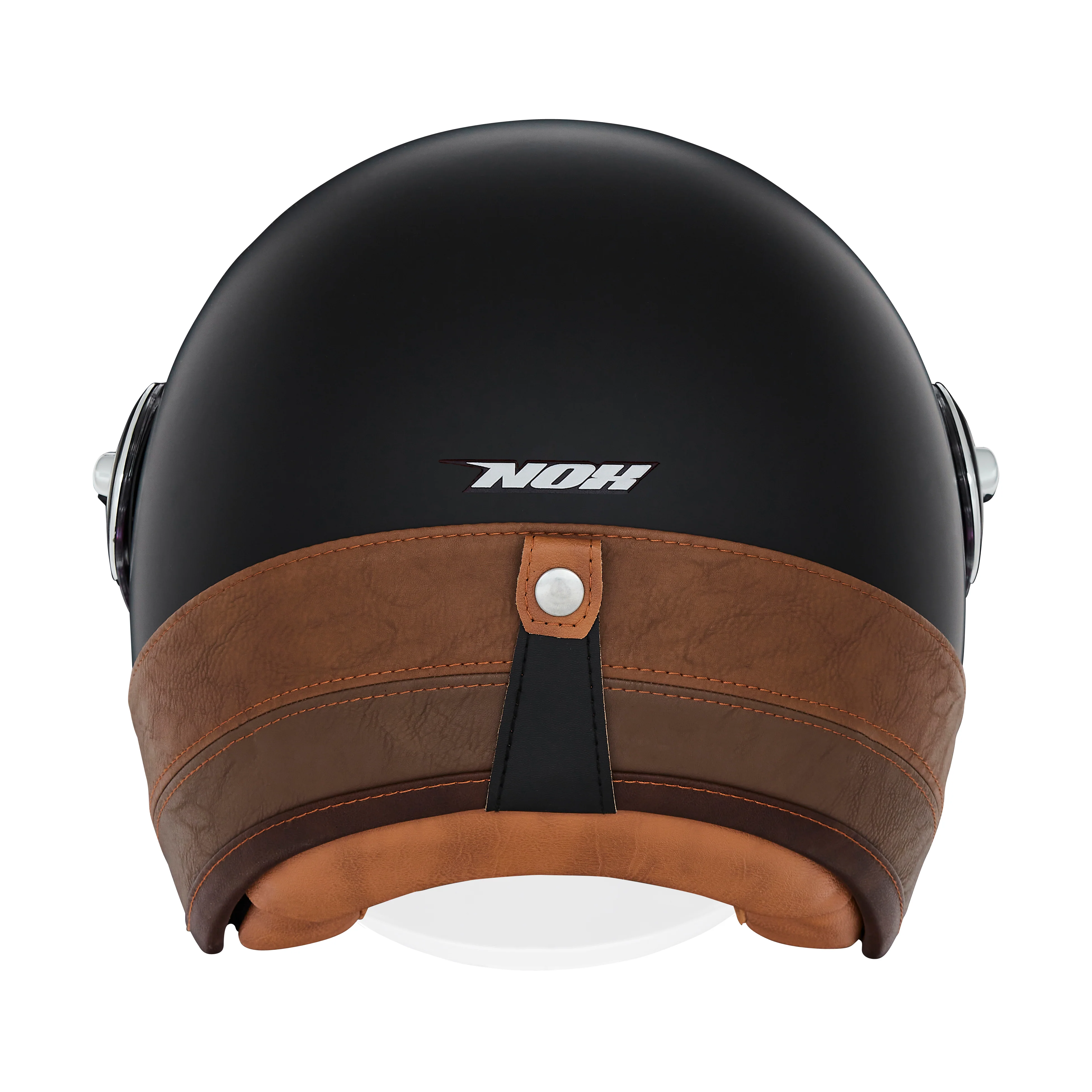 NOX PREMIUM KASK OTWARTY JET HERITAGE LEATHER KOLOR CZARNY/BRĄZOWY