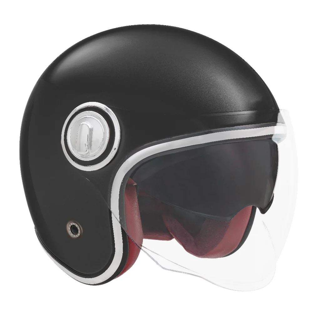 NOX PREMIUM KASK OTWARTY JET HERITAGE SOLID KOLOR CZARNY MAT