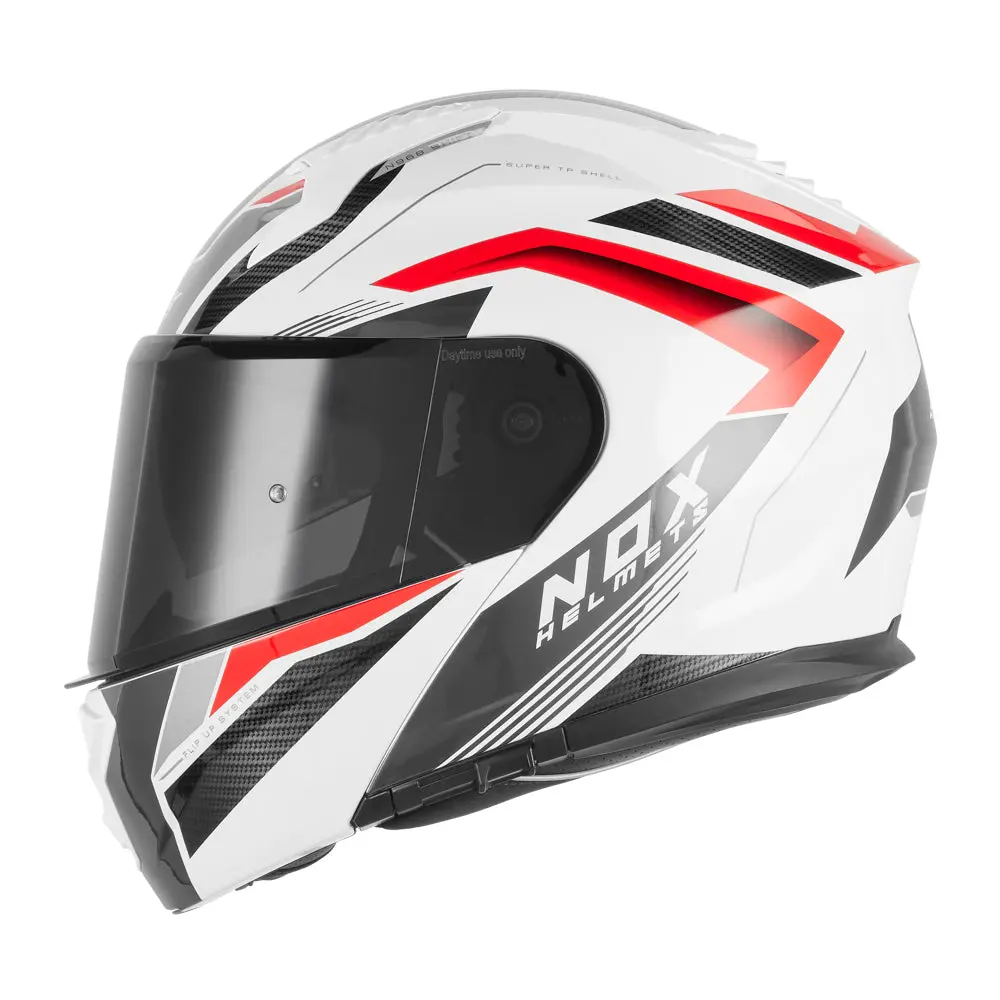 NOX WYPRZEDAŻ KASK SZCZĘKOWY (FLIP-UP) Z BLENDĄ N968 SHIFT KOLOR CZARNY/CZERWONY/BIAŁY