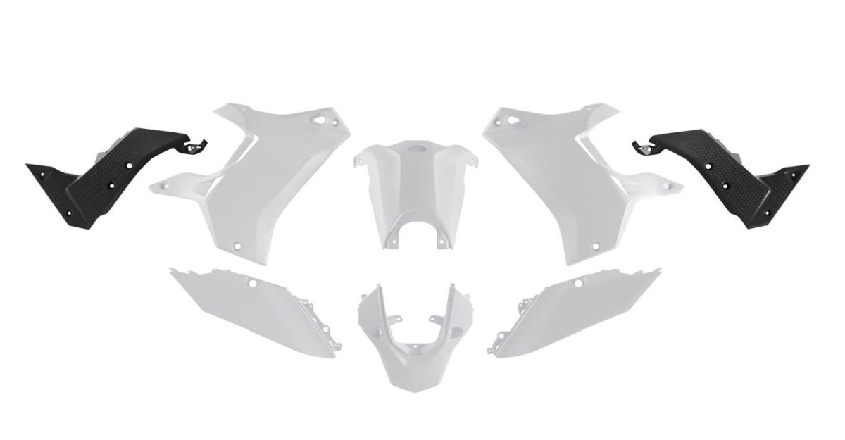RACETECH (RTECH) KOMPLET PLASTIKÓW (BEZ PRZEDNIEGO BŁOTNIKA) T7 REVOLUTION YAMAHA TENERE 700 '19-'24 KOLOR BIAŁY/CZARNY