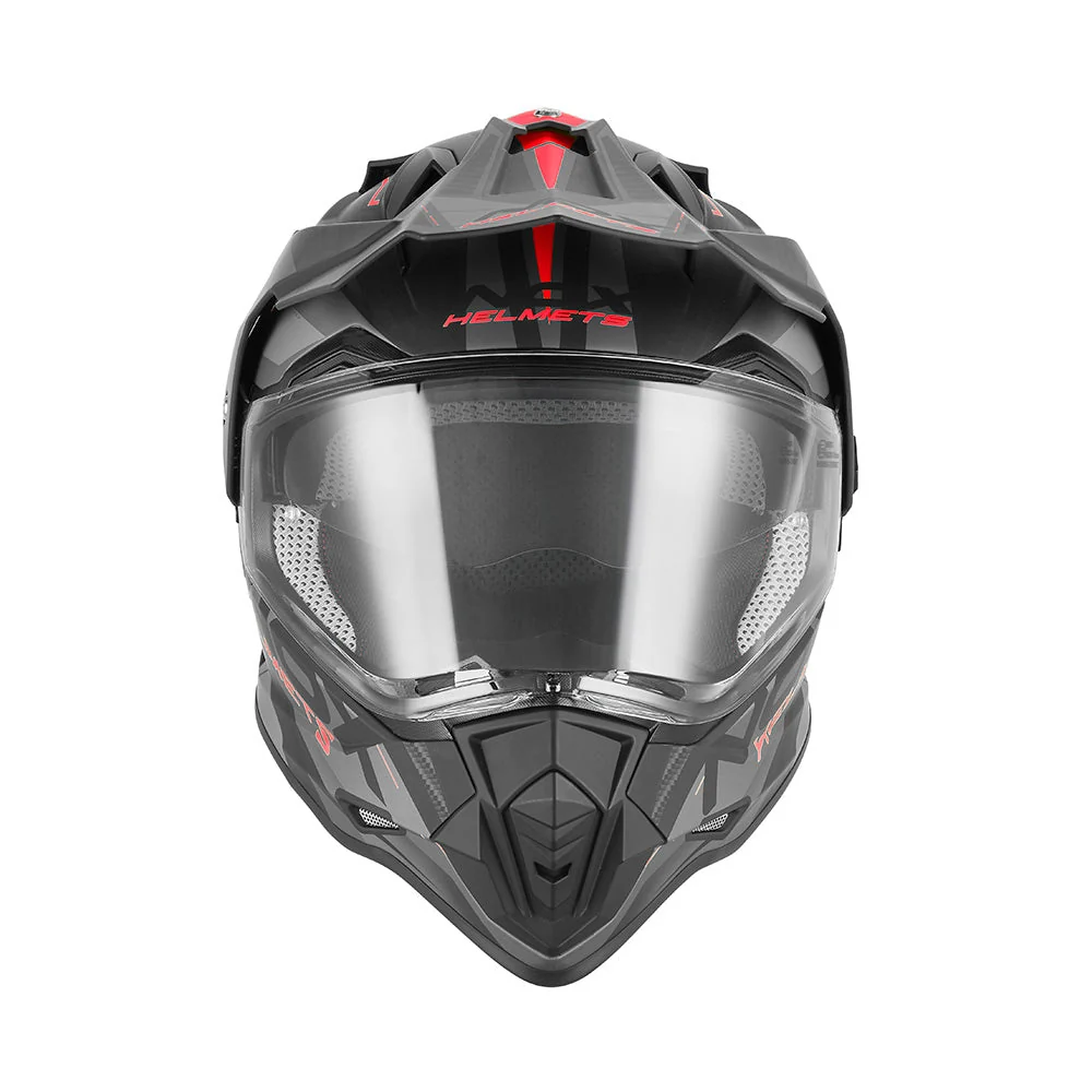 NOX WYPRZEDAŻ KASK OFFROAD / TRAIL DUOSPORT (DUAL) N312 TRACK Z SZYBKĄ I BLENDĄ KOLOR CZARNY MAT/CZERWONY