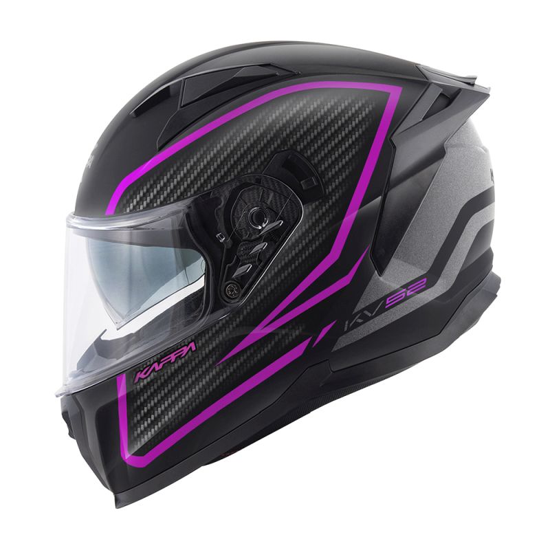 KAPPA KASK KV52 KRONOS INTEGRALNY Z BLENDĄ KOLOR CZARNY TYTANOWY FUKSIA MAT CARBON LOOK (HOMOLOGACJA ECE 22R06)