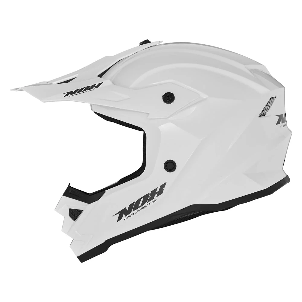 NOX KASK CROSS / OFFROAD N761 SOLID KID / JUNIOR (DZIECIĘCY) KOLOR BIAŁY POŁYSK (ZAPIĘCIE MIKROMETRYCZNE)