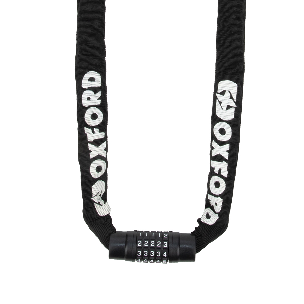OXFORD PROMOCJA ŁAŃCUCH ZABEZPIECZENIE ANTYKRADZIEŻOWE COMBI CHAIN 8MM x 0,9M (OCZKO 8MM) - (ZAMKNIĘCIE NA SZYFR)