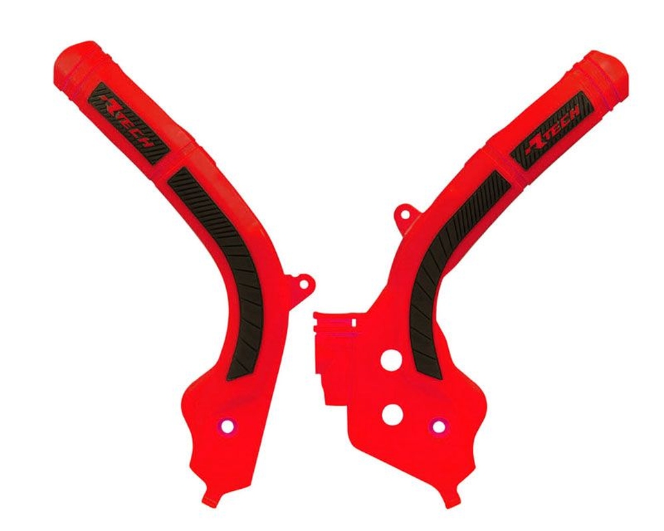 RACETECH (RTECH) OSŁONY RAMY (KOMPLET) BI-MATERIAL SUPER GRIP GAS GAS MC/MC-F/EC/EC-F 125/250/300/350/450 '21 KOLOR CZERWONY CZA