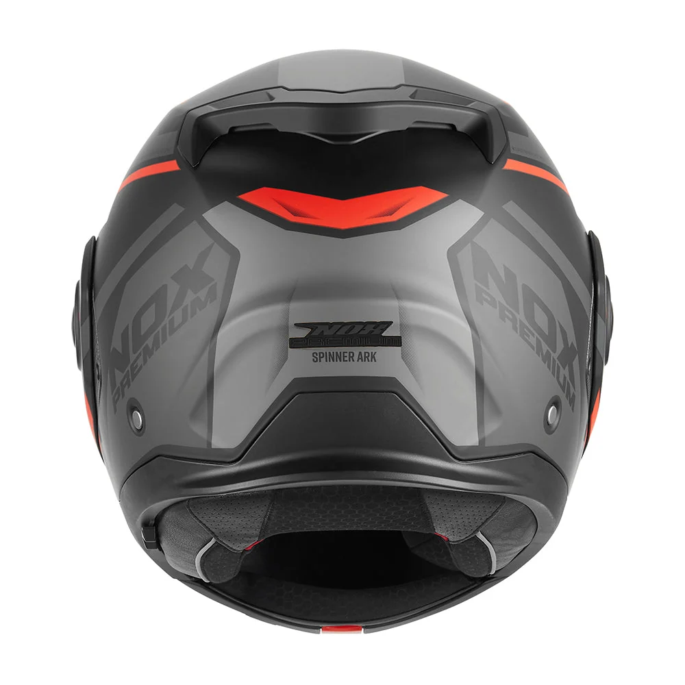 NOX PREMIUM KASK SZCZĘKOWY FLIP-BACK (SZCZĘKA DO TYŁU) Z BLENDĄ SPINNER ARK KOLOR CZARNY MAT/CZERWONY