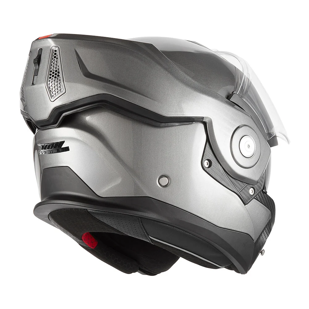 NOX PREMIUM KASK SZCZĘKOWY FLIP-BACK (SZCZĘKA DO TYŁU) Z BLENDĄ SPINNER KOLOR TYTANOWY POŁYSK