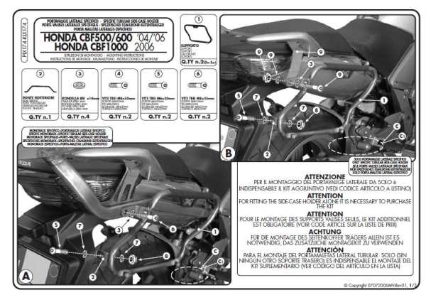 KAPPA STELAŻ KUFRÓW BOCZNYCH MONOKEY SIDE HONDA CBF 500 '04-'12 /600/1000 - TYLKO POD KUFRY K33N K'ROAD