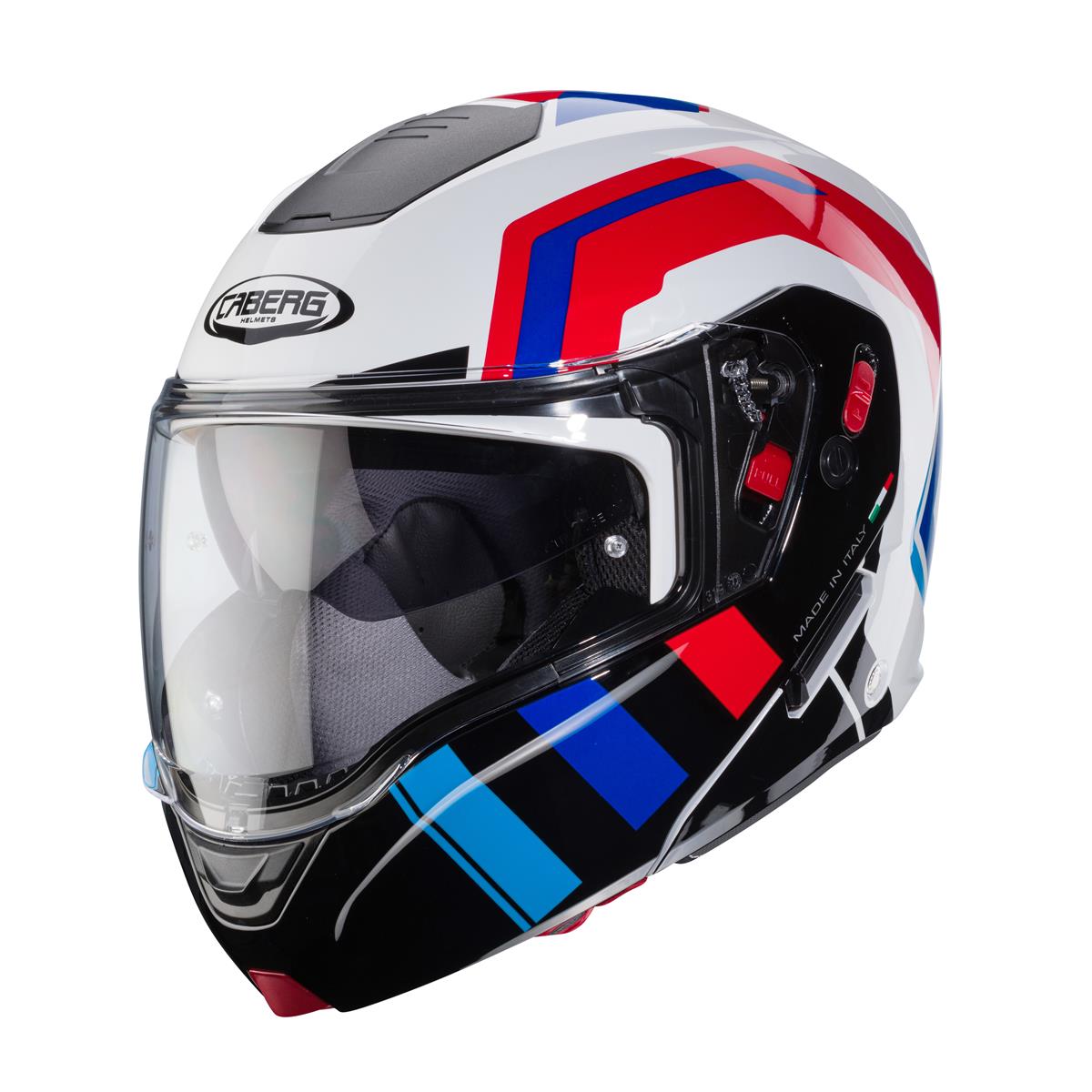 CABERG PROMOCJA KASK SZCZĘKOWY FLIP-UP MODEL HORUS X ROAD KOLOR BIAŁY/CZARNY/CZERWONY/NIEBIESKI (PINLOCK W ZESTAWIE)