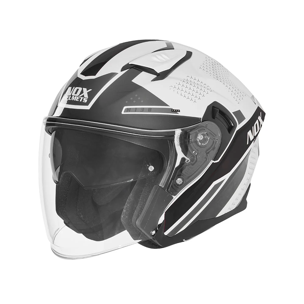NOX WYPRZEDAŻ WYPRZEDAZ KASK OTWARTY JET Z BLENDĄ N130 EKTO KOLOR CZARNY/BIAŁY