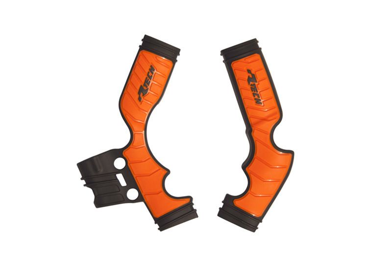 RACETECH (RTECH) OSŁONY RAMY (KOMPLET) BI-MATERIAL SUPER GRIP KTM SX 65 '16-'23 KOLOR POMARAŃCZOWY / CZARNY