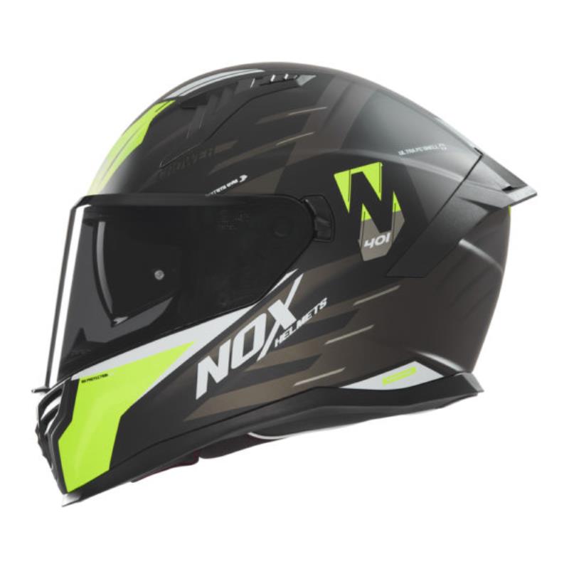 NOX WYPRZEDAŻ KASK INTEGRALNY (FULL FACE) Z BLENDĄ N401 CROWER KOLOR CZARNY/ŻÓŁTY FLUO MAT ROZMIAR XXL