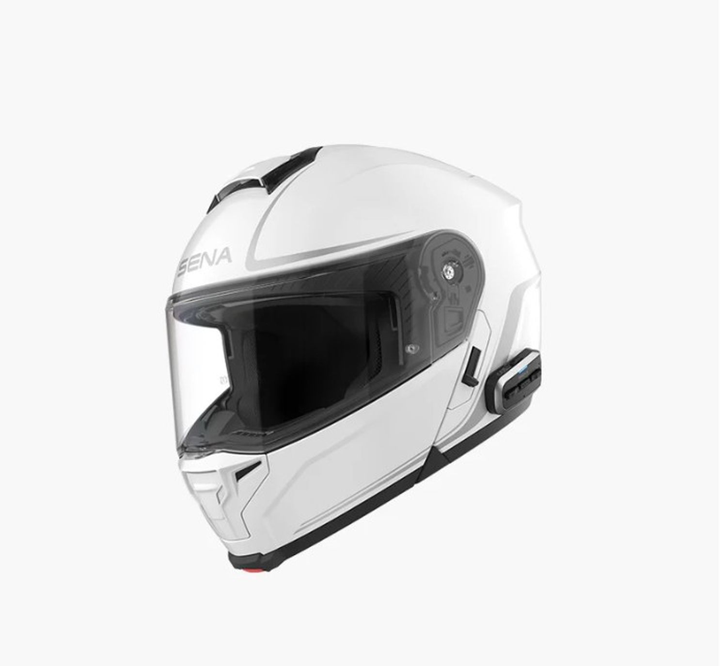 SENA 2026/07 KASK OUTRUSH 2 SZCZĘKOWY Z INTERKOMEM MESH 3.0 DO 1200M ROZMIAR S KOLOR BIAŁY ( ECE R22.06 ) (EL)