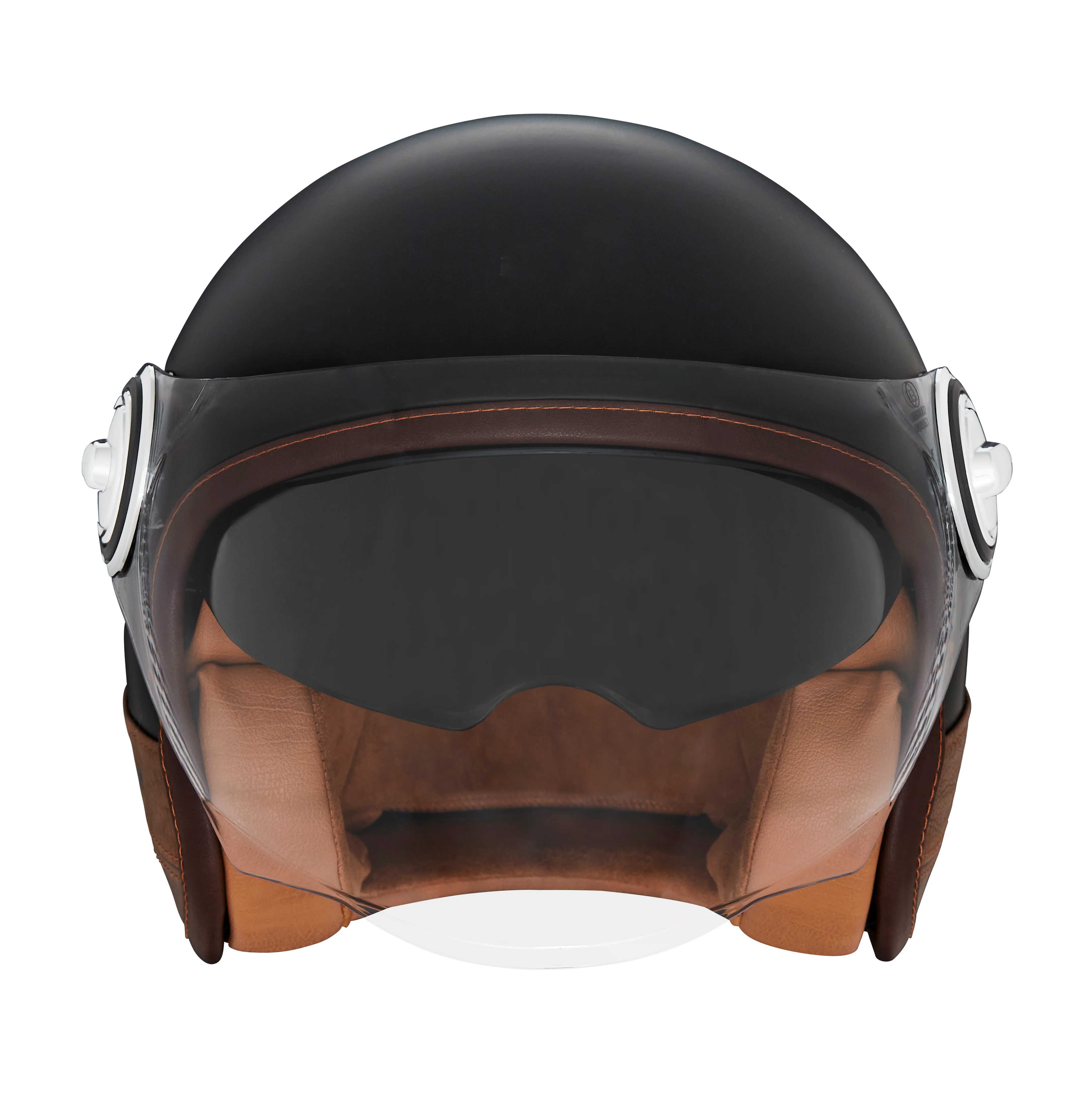 NOX PREMIUM KASK OTWARTY JET HERITAGE LEATHER KOLOR CZARNY/BRĄZOWY