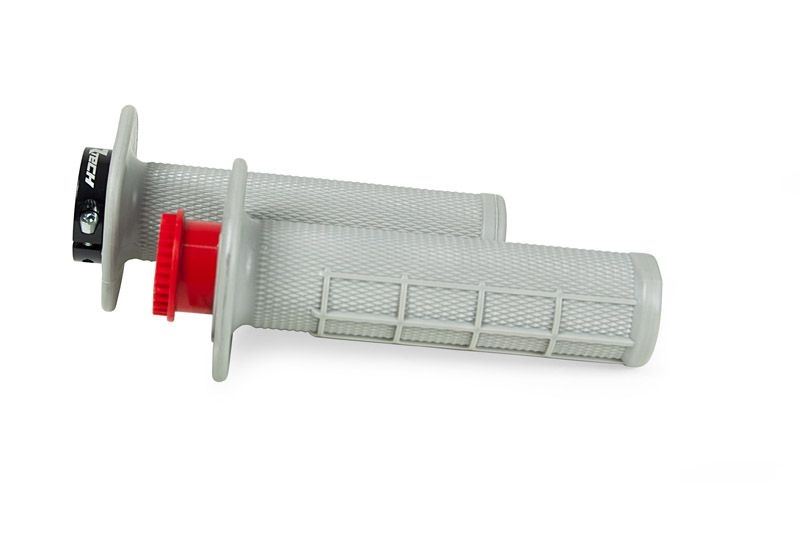 RACETECH (RTECH) MANETKI R20 LOCK-ON (22+25MM) KOLOR SZARY (HALF WAFFLE) + 3 ADAPTERY ROLGAZU DO MOTOCYKLI BETA