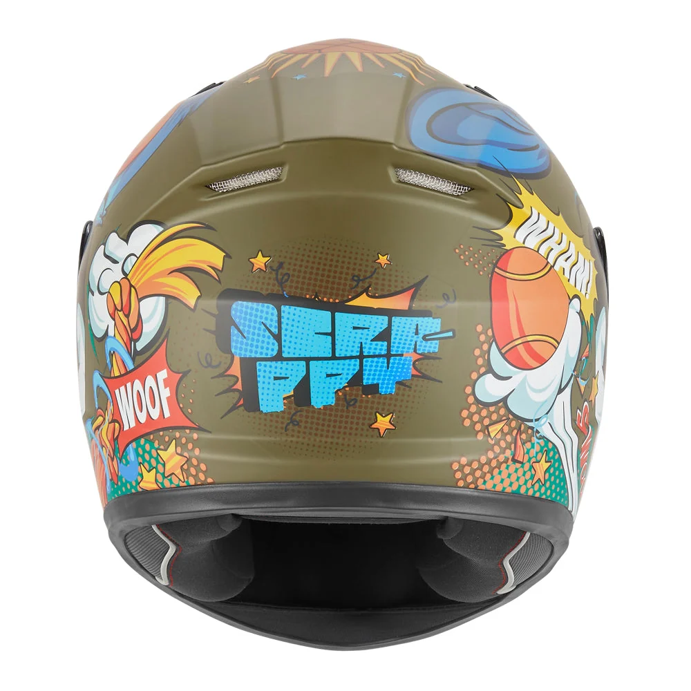 NOX KASK INTEGRALNY (FULL FACE) N731 SCRAPPY KID / JUNIOR (DZIECIĘCY) KOLOR ZIELONY (KHAKI)/CZARNY/NIEBIESKI MAT