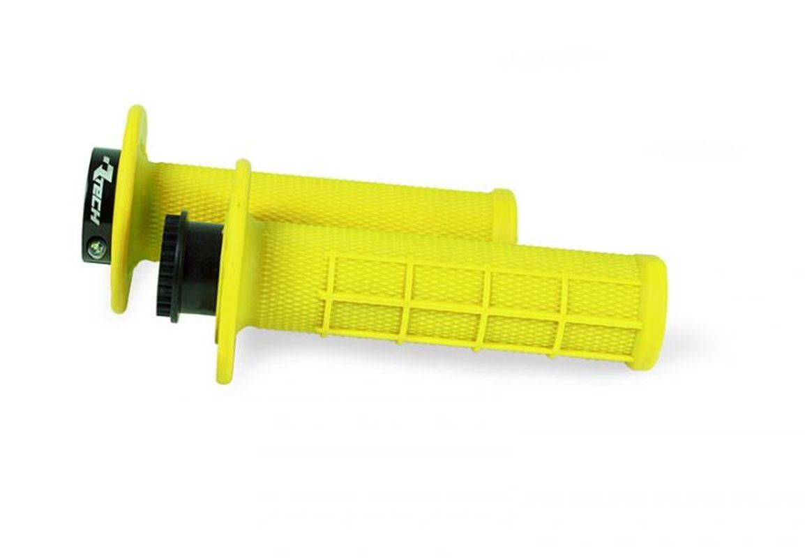 RACETECH (RTECH) MANETKI R20 LOCK-ON (22+25MM) KOLOR ŻÓŁTY NEON (HALF WAFFLE) + 8 ADAPTERÓW ROLGAZU