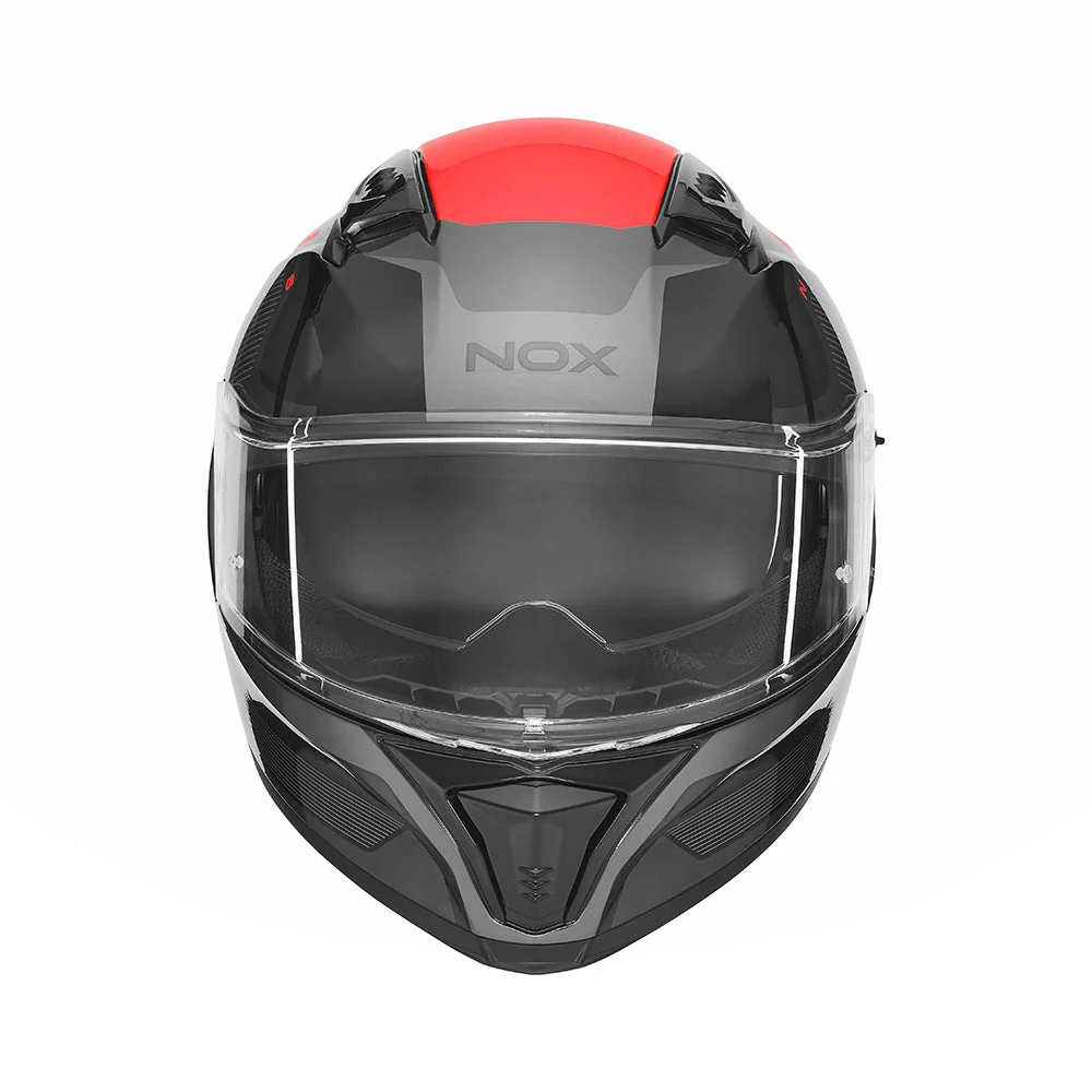 NOX WYPRZEDAŻ KASK INTEGRALNY (FULL FACE) Z BLENDĄ N402 MENTOR KOLOR CZARNY/CZERWONY