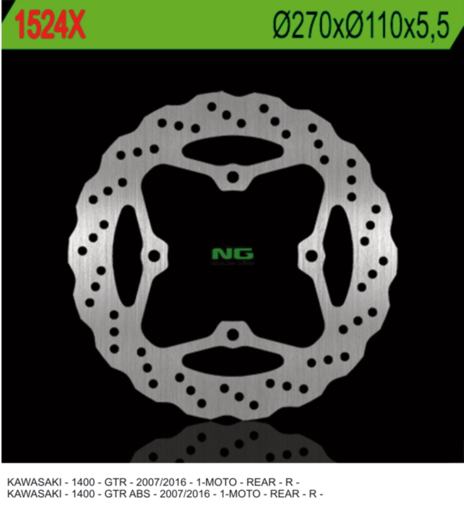 NG TARCZA HAMULCOWA TYŁ KAWASAKI GTR 1400 '07-'18 (270X110X5,5MM) (4 OTWORY 10,5MM) WAVE