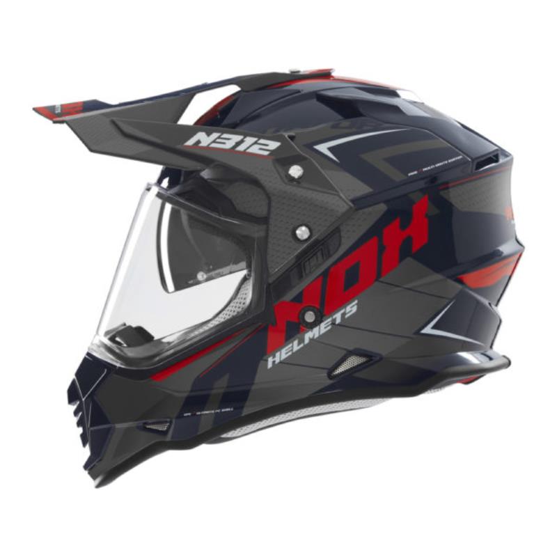 NOX WYPRZEDAŻ KASK OFFROAD / TRAIL DUOSPORT (DUAL) N312 VAPOR Z SZYBKĄ I BLENDĄ KOLOR NIEBIESKI/CZARNY/CZERWONY ROZMIAR XS