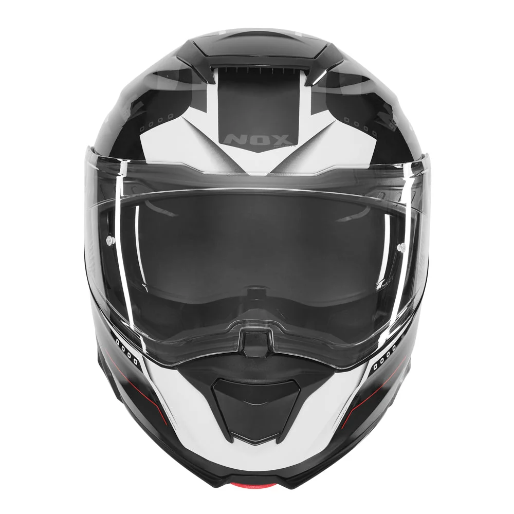 NOX WYPRZEDAŻ KASK SZCZĘKOWY (FLIP-UP) Z BLENDĄ N967 CONQUER KOLOR CZERWONY/BIAŁY/CZARNY (PINLOCK DO TEGO MODELU - FILMPINLOCK70