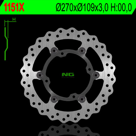 NG TARCZA HAMULCOWA PRZÓD KAWASAKI KXF 250/450, PŁYWAJĄCA 270MM (270X109X3,0) 4 OTWORY O ŚR. 9,5MM WAVE
