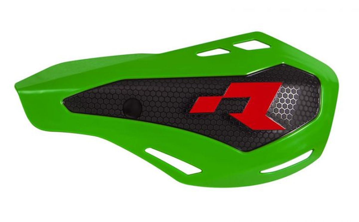 RACETECH (RTECH) OSŁONY RĄK (HANDBARY) HP1 KOLOR ZIELONY (Z MOCOWANIAMI Z OSŁONAMI POMP SPRZĘGŁA I HAMULCA NISSIN)