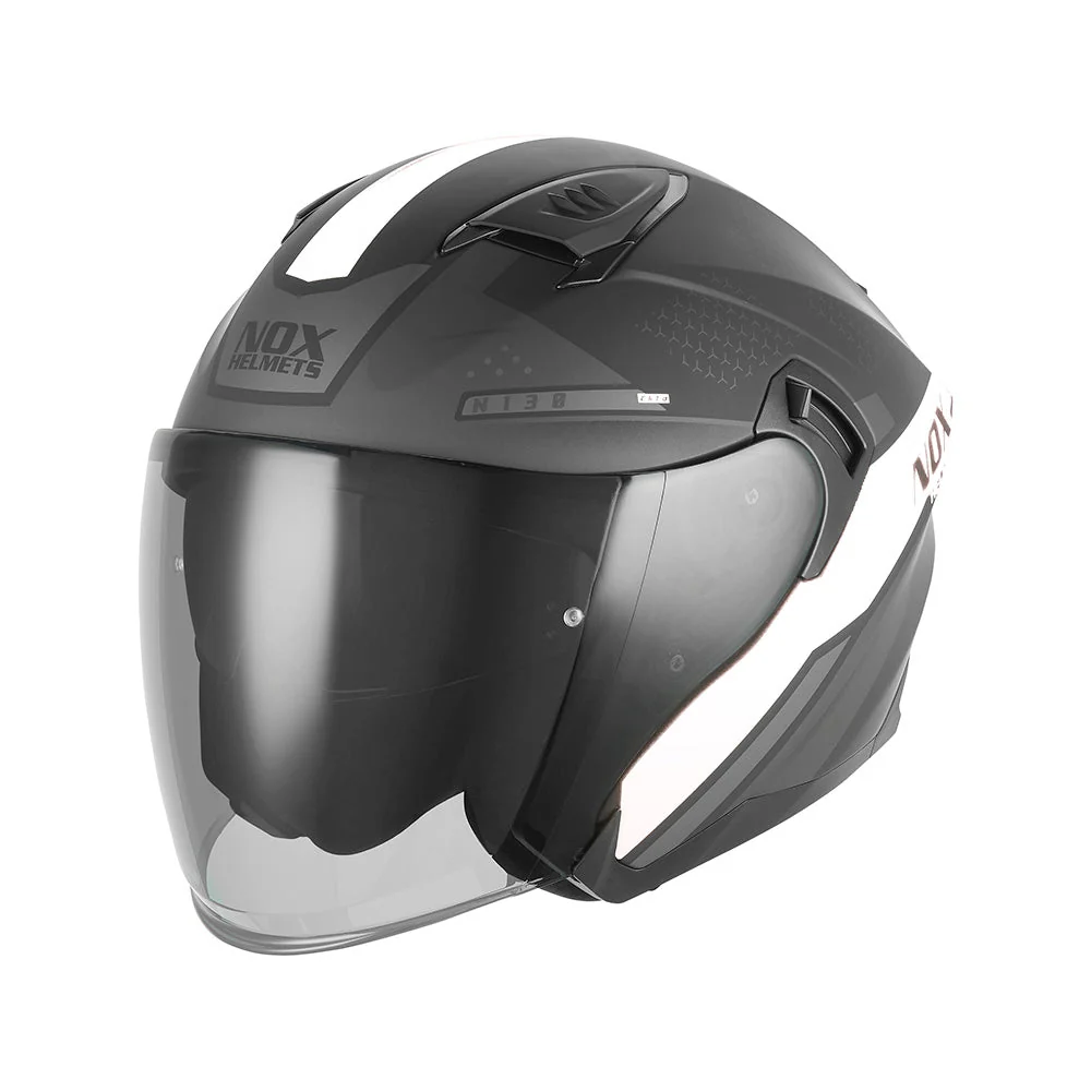 NOX WYPRZEDAŻ WYPRZEDAZ KASK OTWARTY JET Z BLENDĄ N130 EKTO KOLOR BIAŁY/CZARNY MAT