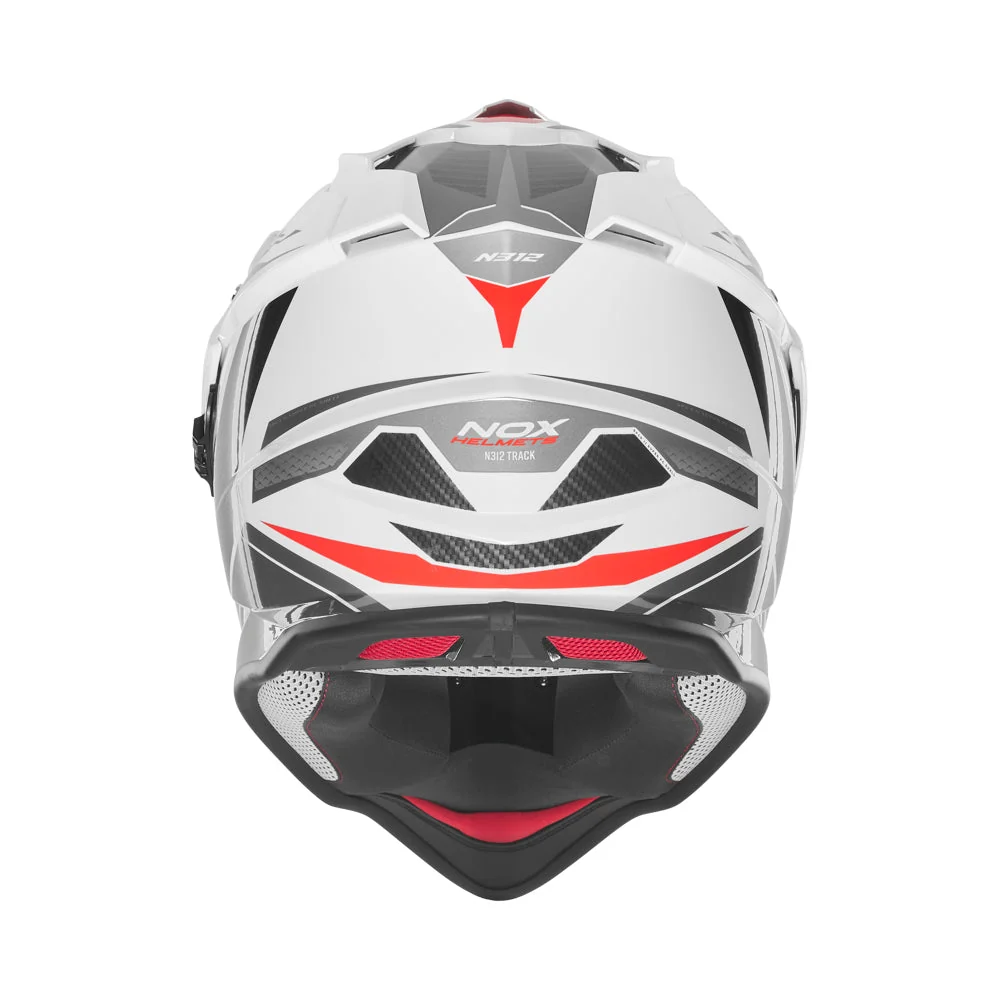 NOX WYPRZEDAŻ KASK OFFROAD / TRAIL DUOSPORT (DUAL) N312 TRACK Z SZYBKĄ I BLENDĄ KOLOR CZERWONY/BIAŁY