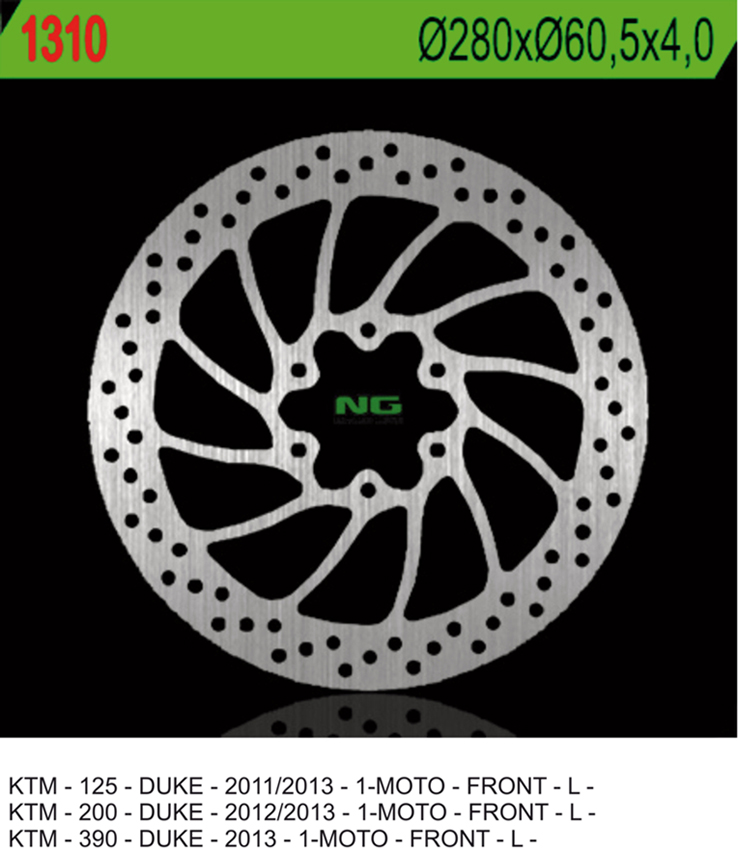 NG TARCZA HAMULCOWA PRZÓD KTM 125/200 DUKE '11-'13, 390 DUKE '13-'14 (280X60,5X4,0) (6X10,25MM)