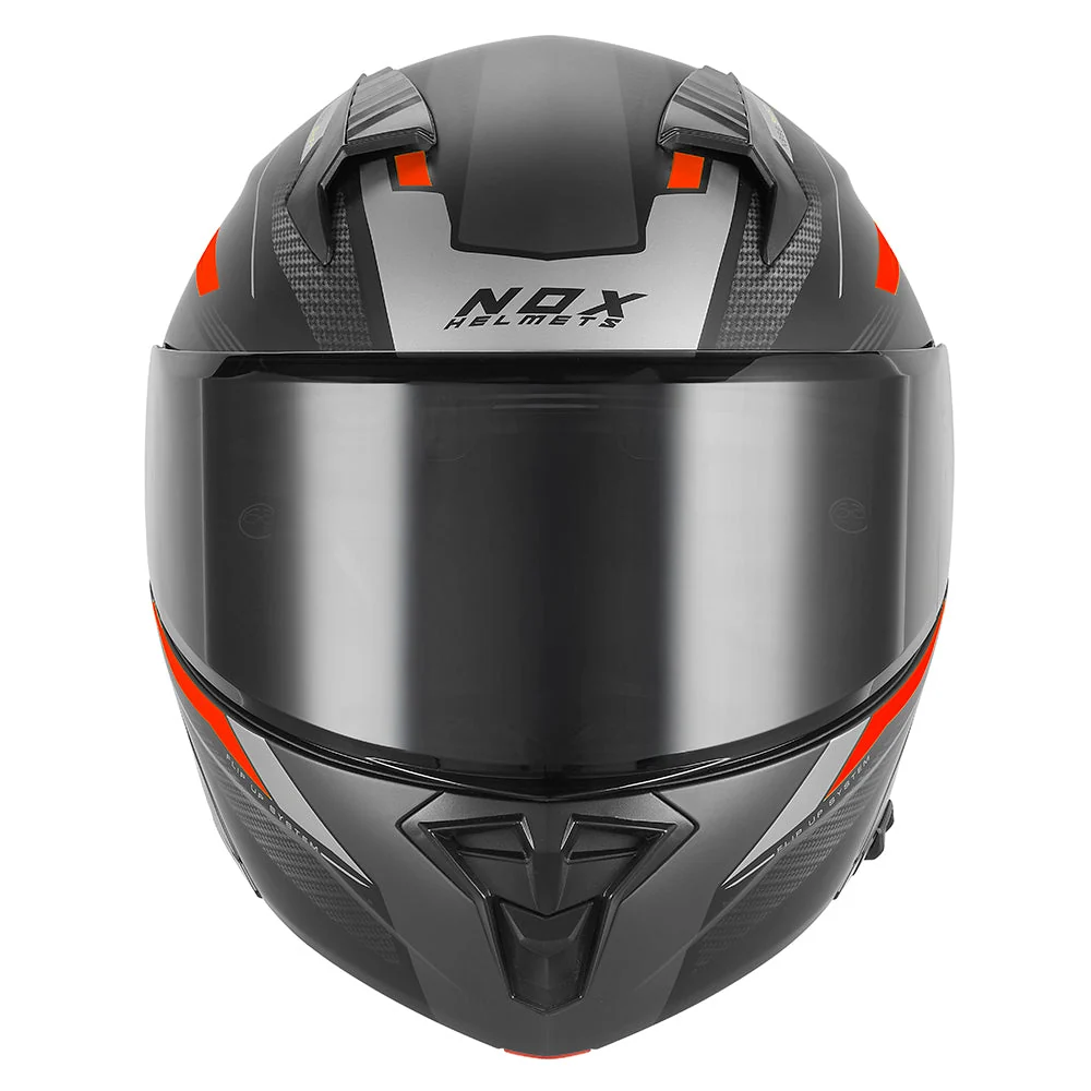 NOX WYPRZEDAŻ KASK SZCZĘKOWY (FLIP-UP) Z BLENDĄ N968 SHIFT KOLOR CZARNY/CZERWONY MAT