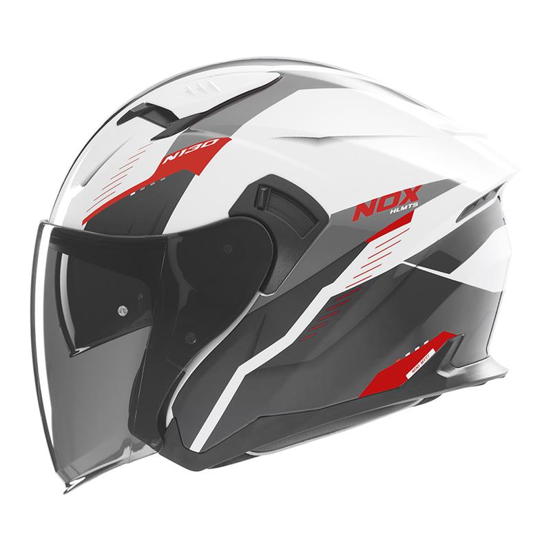 NOX WYPRZEDAŻ KASK OTWARTY JET Z BLENDĄ N130 MYST KOLOR BIAŁY/CZARNY/CZERWONY ROZMIAR XXL