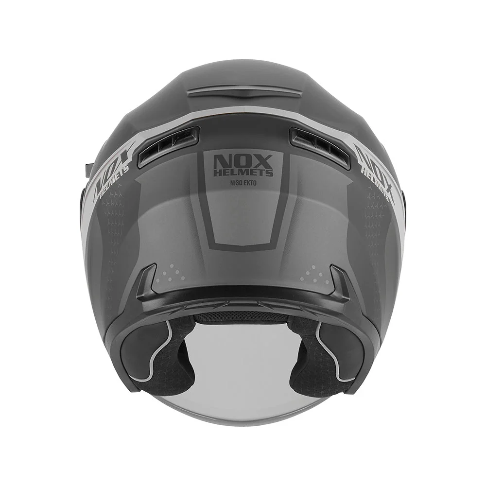 NOX WYPRZEDAZ KASK OTWARTY JET Z BLENDĄ N130 EKTO KOLOR SREBRNY/CZARNY MAT