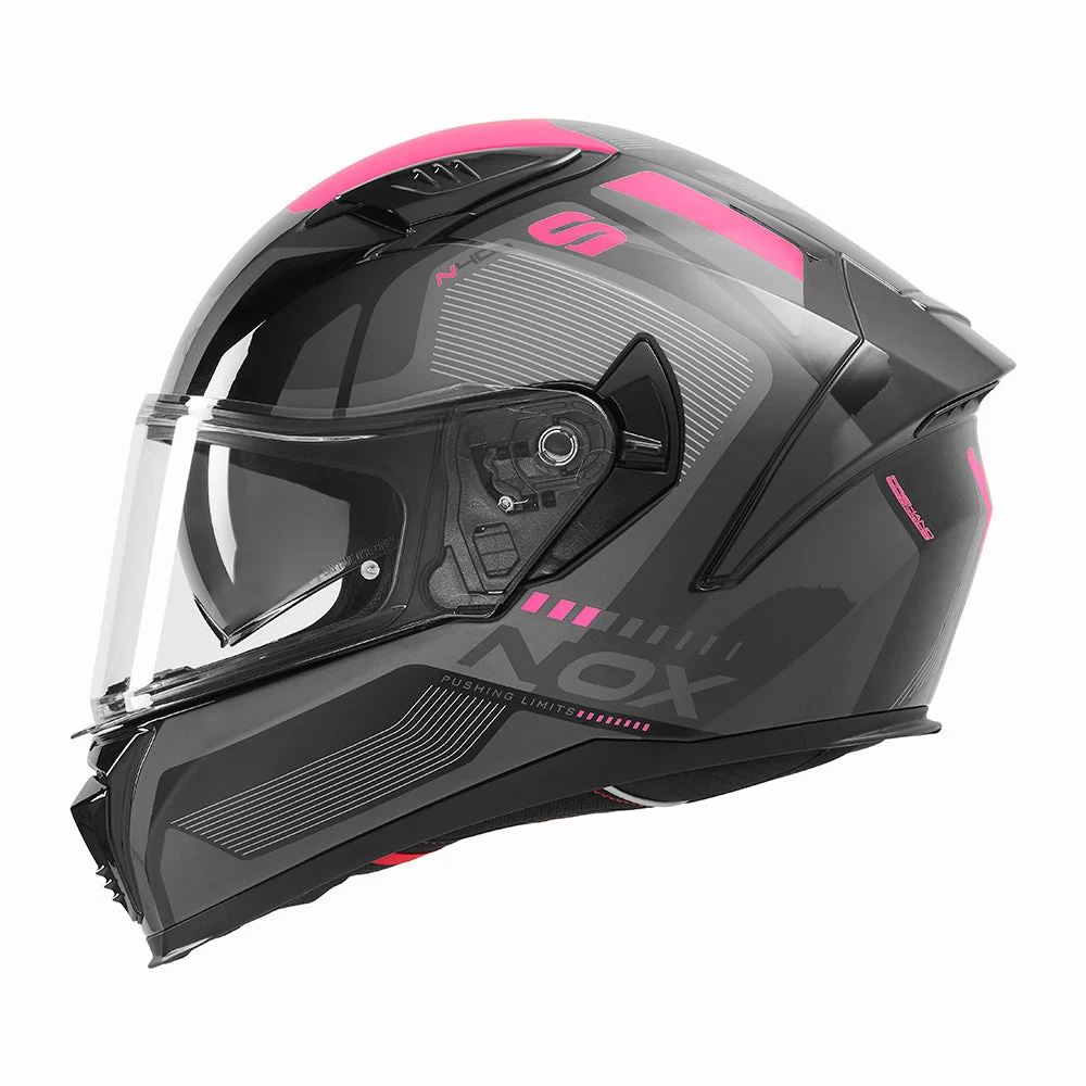 NOX WYPRZEDAŻ KASK INTEGRALNY (FULL FACE) Z BLENDĄ N402 MENTOR KOLOR CZARNY/RÓŻOWY