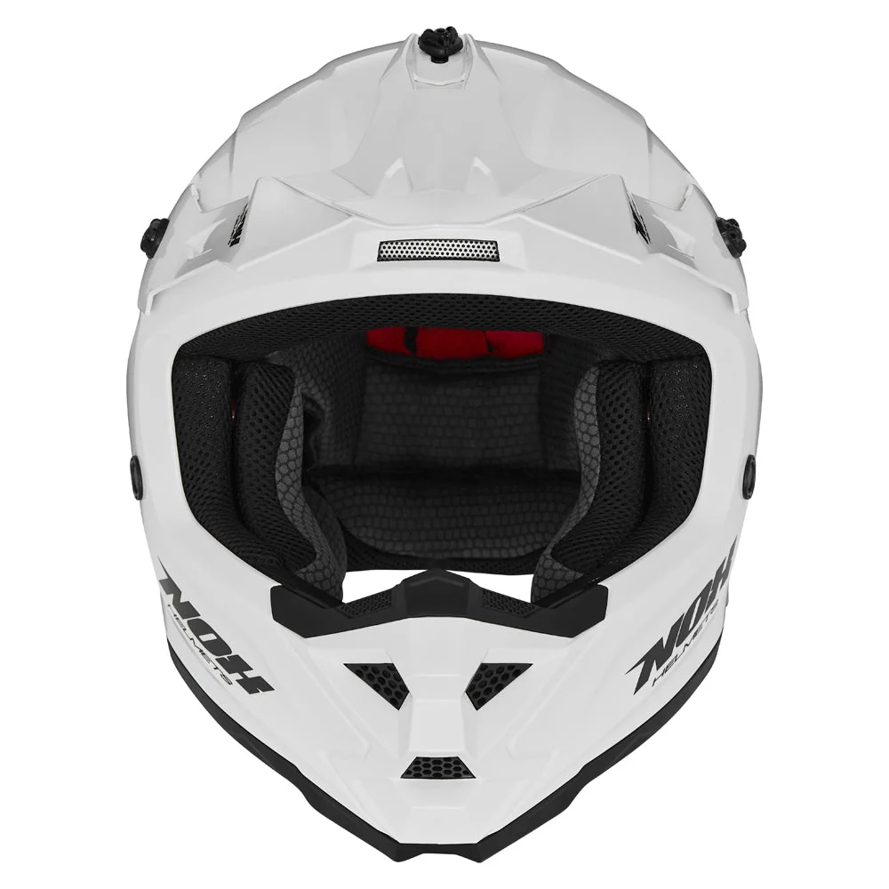 NOX KASK CROSS / OFFROAD N761 SOLID KID / JUNIOR (DZIECIĘCY) KOLOR BIAŁY POŁYSK (ZAPIĘCIE MIKROMETRYCZNE)