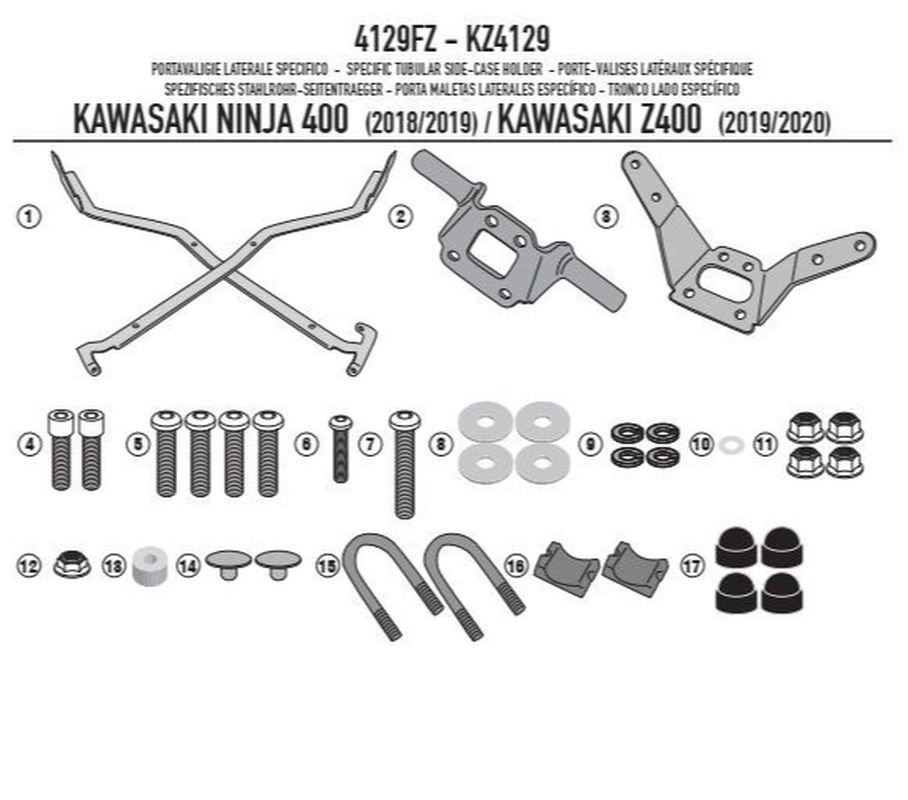 KAPPA STELAŻ KUFRA CENTRALNEGO KAWASAKI NINJA 400 (18-22) Z 400 (19-22) (BEZ PŁYTY)