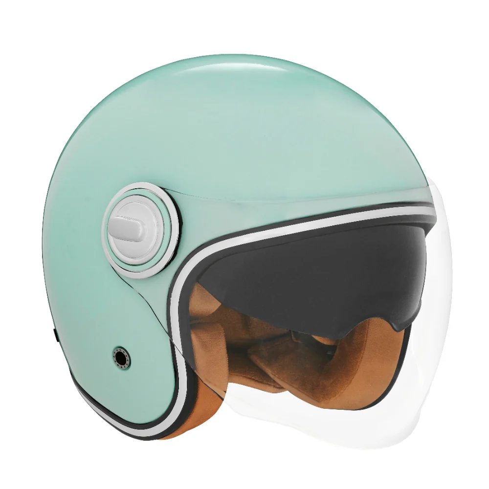 NOX PREMIUM KASK OTWARTY JET HERITAGE SOLID KOLOR MIĘTOWY