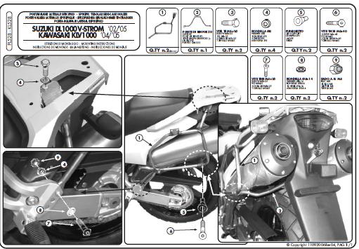 KAPPA STELAŻ KUFRÓW BOCZNYCH MONOKEY SUZUKI DL 1000 V-STROM (02-11), KAWASAKI KLV 1000 (04-09) - RÓWNIEŻ POD KUFRY MONOKEY KMS K