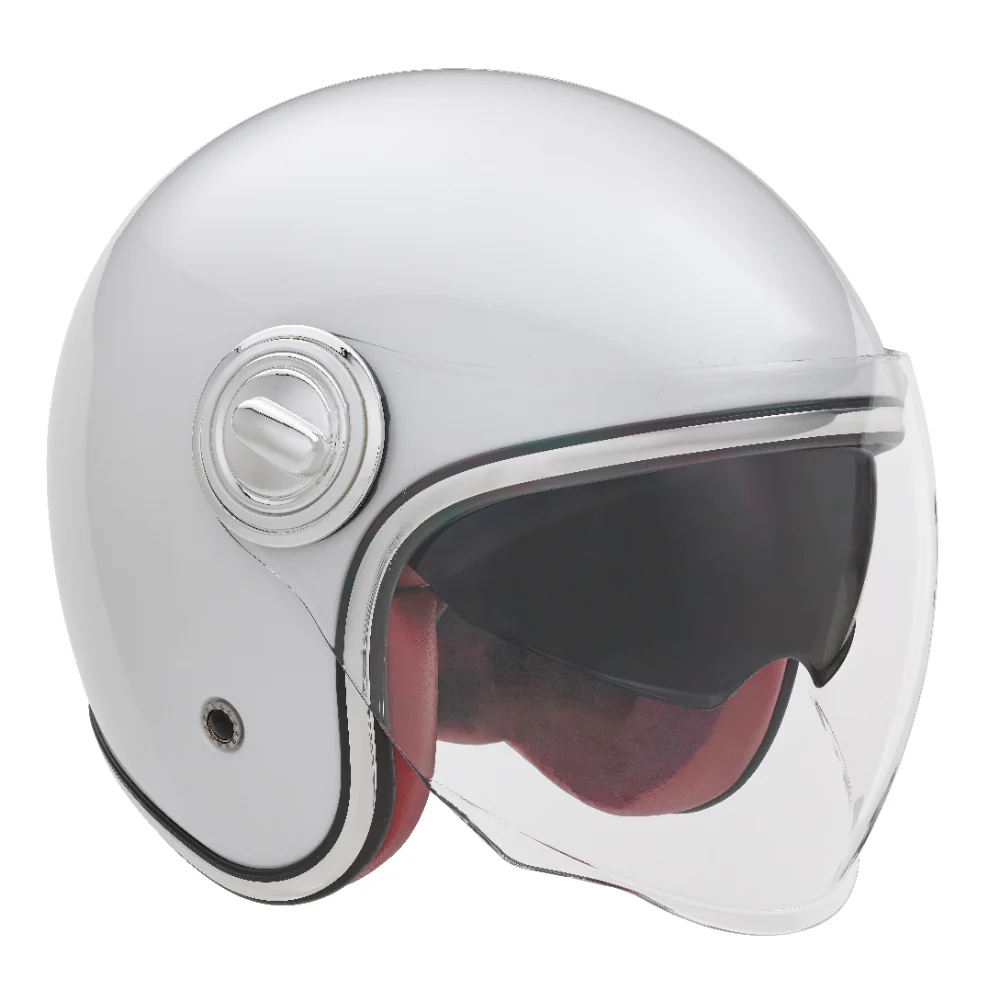 NOX PREMIUM KASK OTWARTY JET HERITAGE SOLID KOLOR BIAŁY POŁYSK