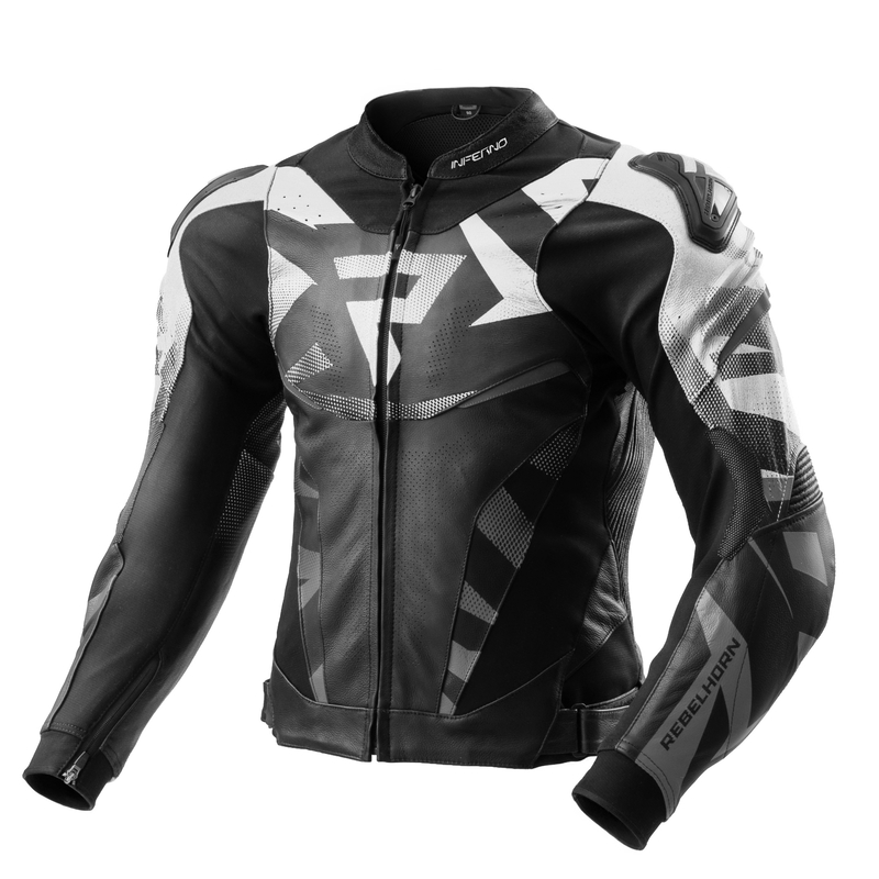KURTKA MOTOCYKLOWA SKÓRZANA REBELHORN INFERNO BLACK WHITE 48