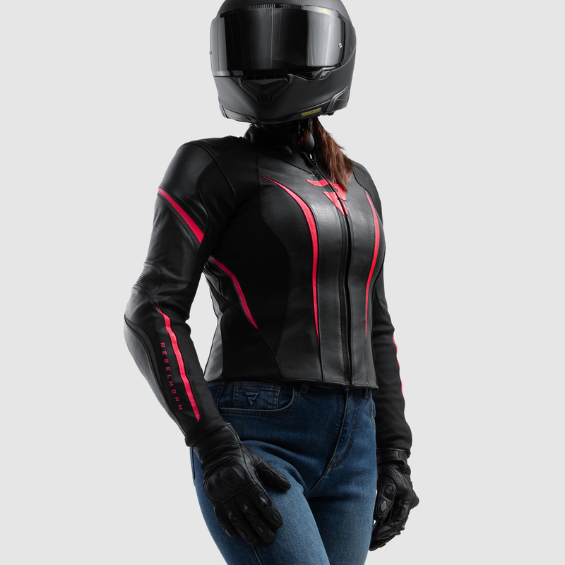 KURTKA MOTOCYKLOWA SKÓRZANA DAMSKA REBELHORN DIVA ST BLACK PINK