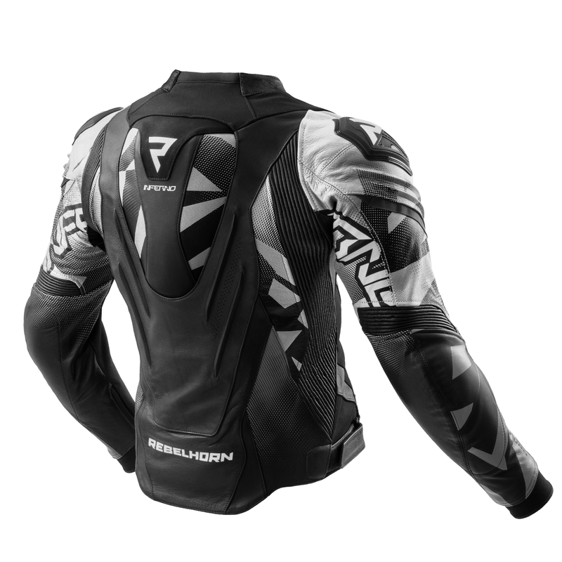 KURTKA MOTOCYKLOWA SKÓRZANA REBELHORN INFERNO BLACK WHITE 48