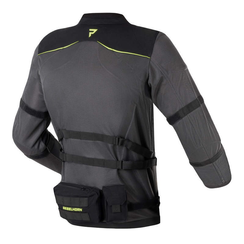 KURTKA MOTOCYKLOWA TEKSTYLNA REBELHORN BRUTALE DARK GREY BLACK FLUO YELLOW