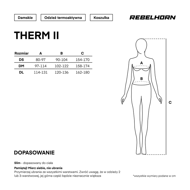 KOSZULKA TERMOAKTYWNA Z DŁUGIM RĘKAWEM DAMSKA REBELHORN THERM 2 BLACK GREY WS