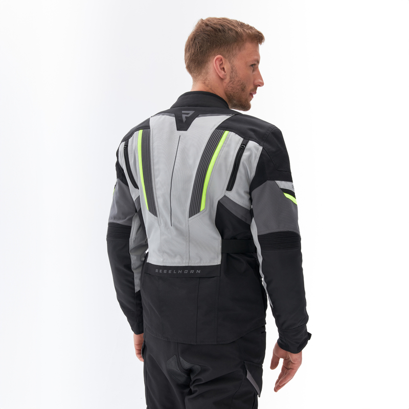 KURTKA MOTOCYKLOWA TEKSTYLNA REBELHORN SCOUT BLACK GREY FLUO YELLOW